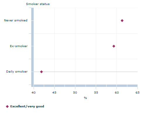 Graph Image for Smoker status by excellent very good self-assessed health